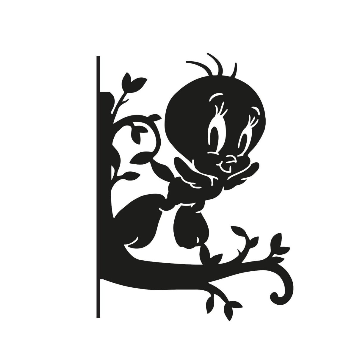 Cartoon Flying Bird Hanging Basket Bracket on White Background