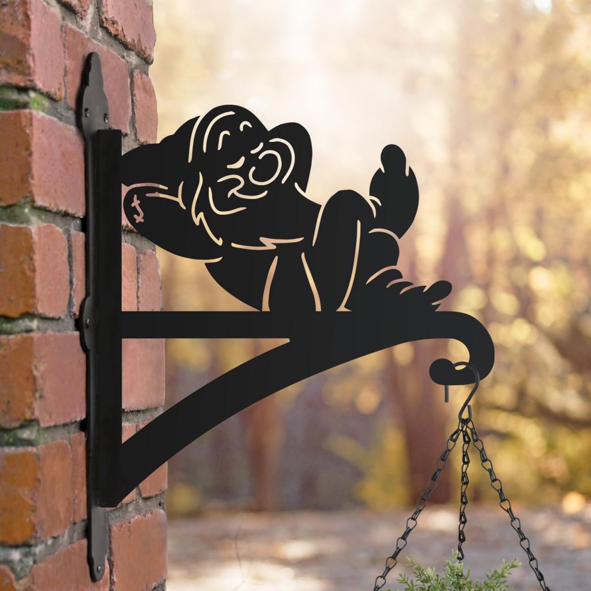 Hanging Basket Bracket with Cartoon "Sleeping" Dwarf Motif