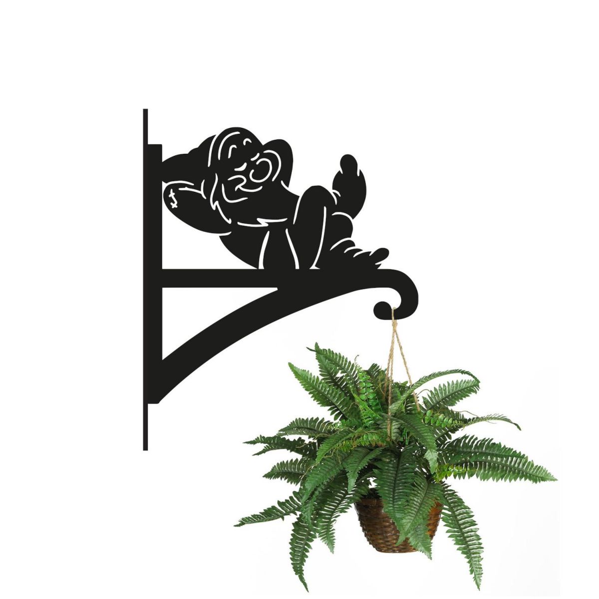 Cartoon "Sleeping" Dwarf Hanging Basket Bracket with Planter