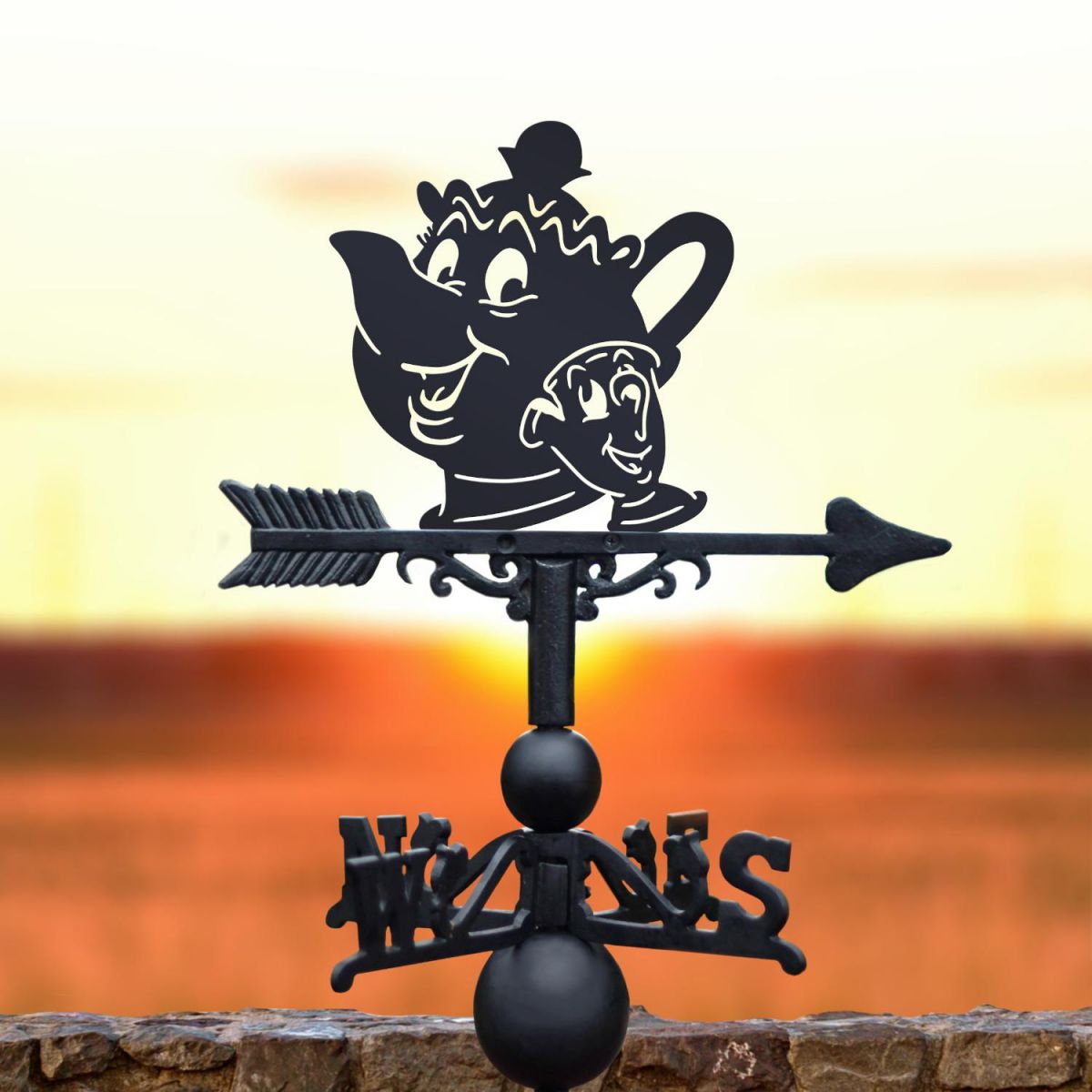 Cartoon Tea Pot & Cup Weathervane in Situ