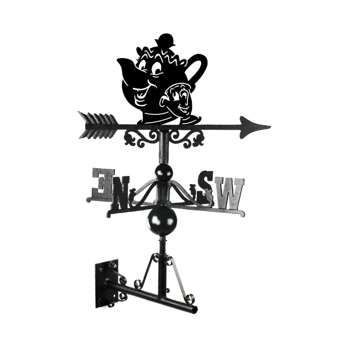 Mounted Cartoon Tea Pot & Cup Weathervane