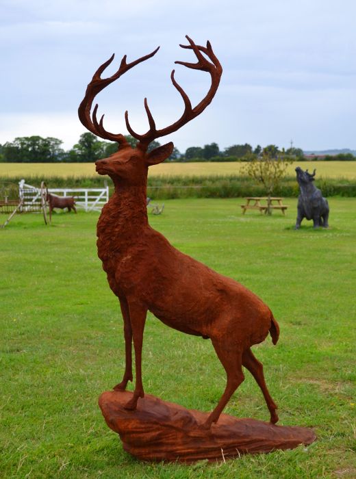 "Lednoch Glen" Stag On Rock Iron Sculpture
