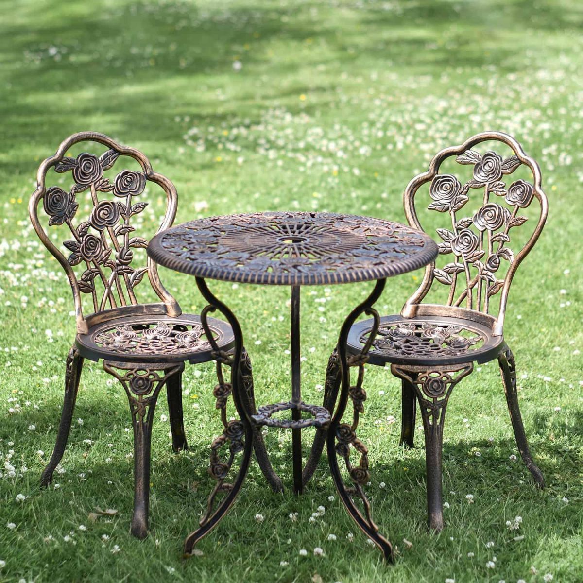 Cast Aluminium "Blossom" Bronze Two Seater Bistro Set