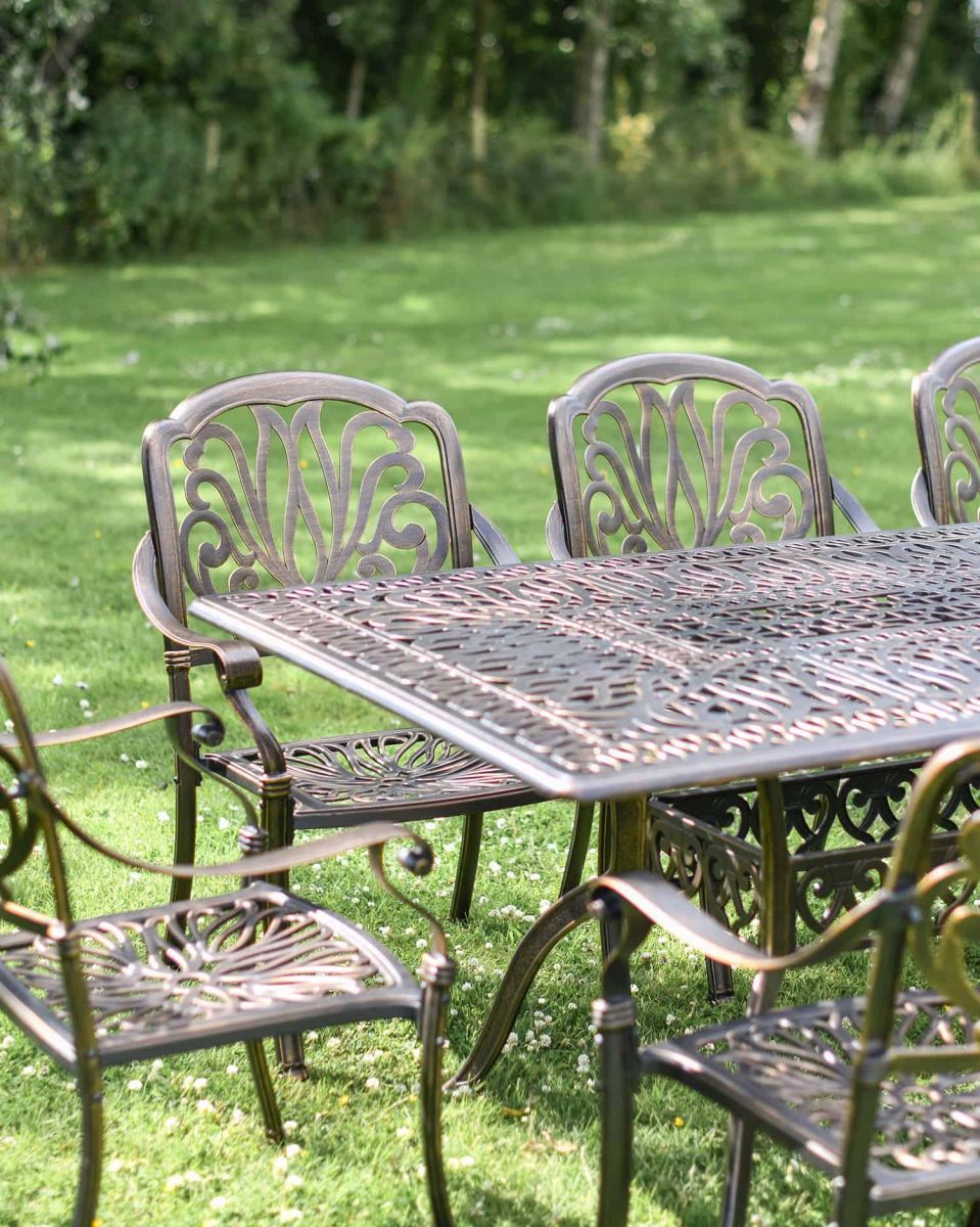 Close-Up of Cast Aluminium "Goliath" Eight Seater Garden Table & Chair Set