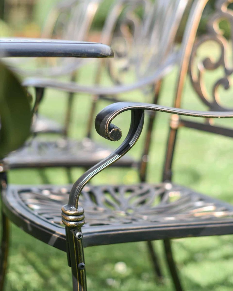 Close-Up of Armrest for Chair on Eight Seater Table & Chair Set