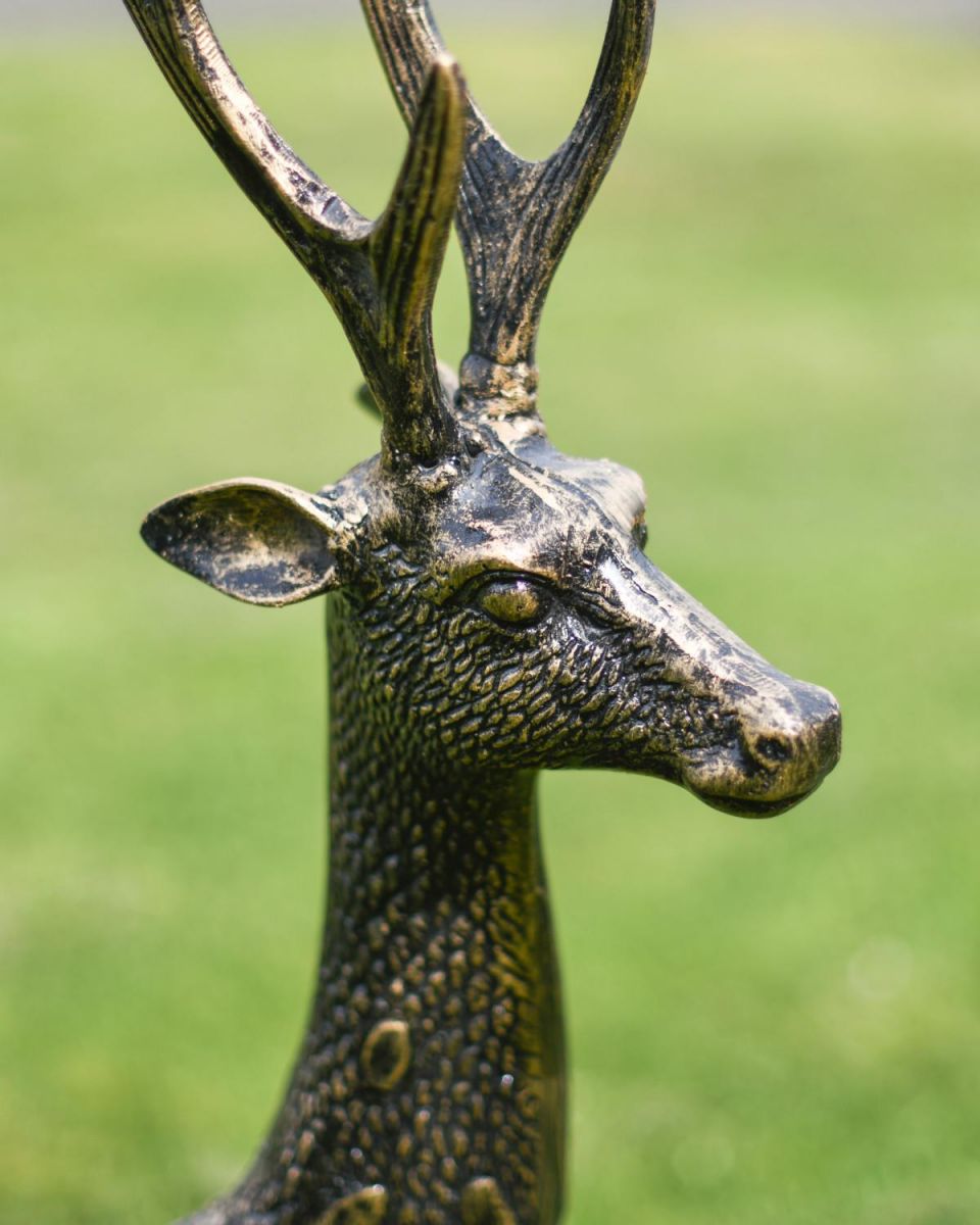 Close-Up of Deer Antlers for Cast Aluminium "Chiral" Freestanding Spotted Deer Garden Sculpture