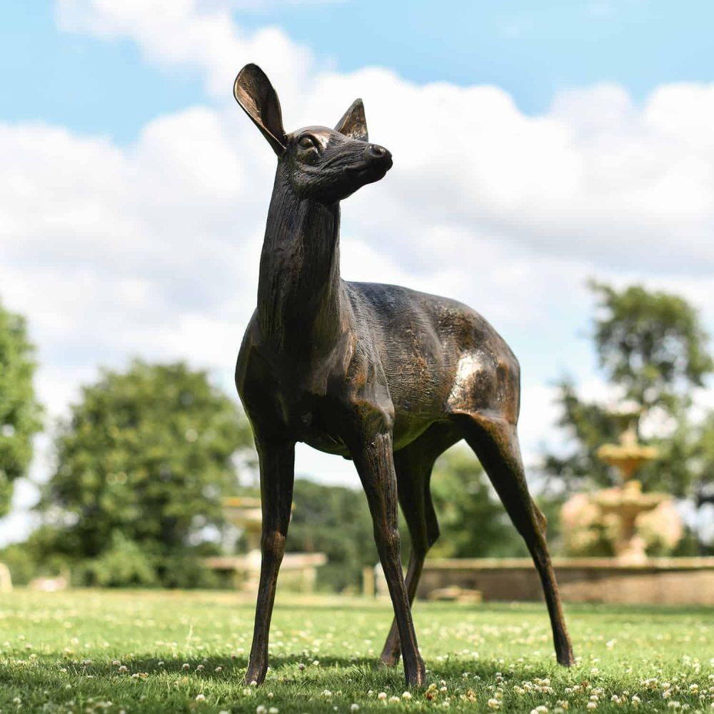 Cast Aluminium Doe Sculpture - Facing Left