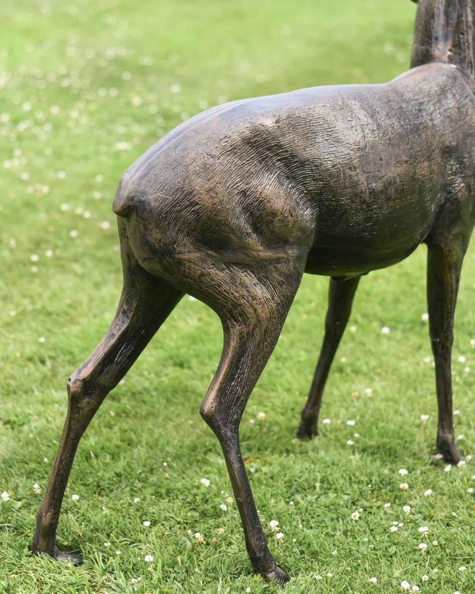 Close-Up of Cast Aluminium Freestanding Doe Sculpture