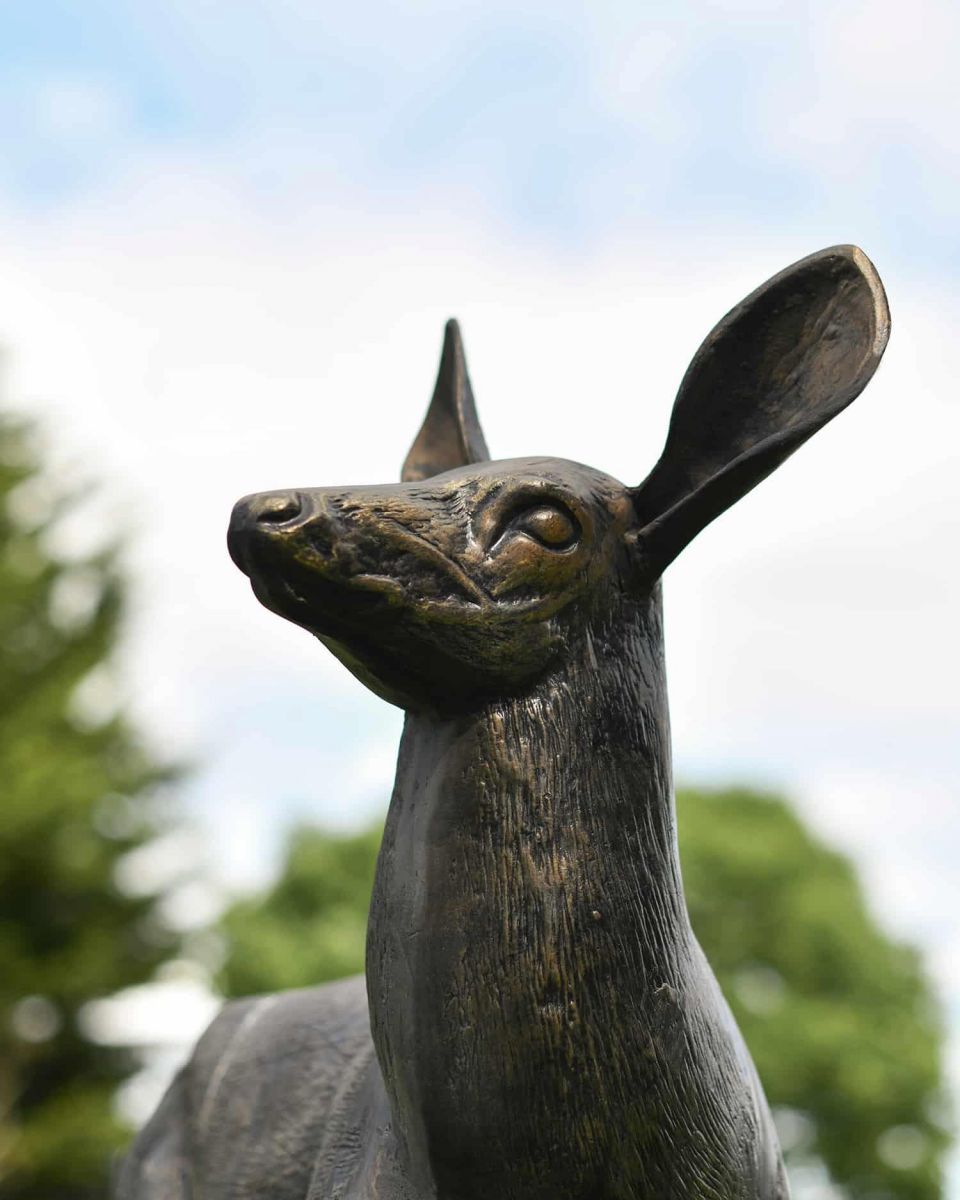 Close-Up of Cast Aluminium Doe Sculpture - Facing Right