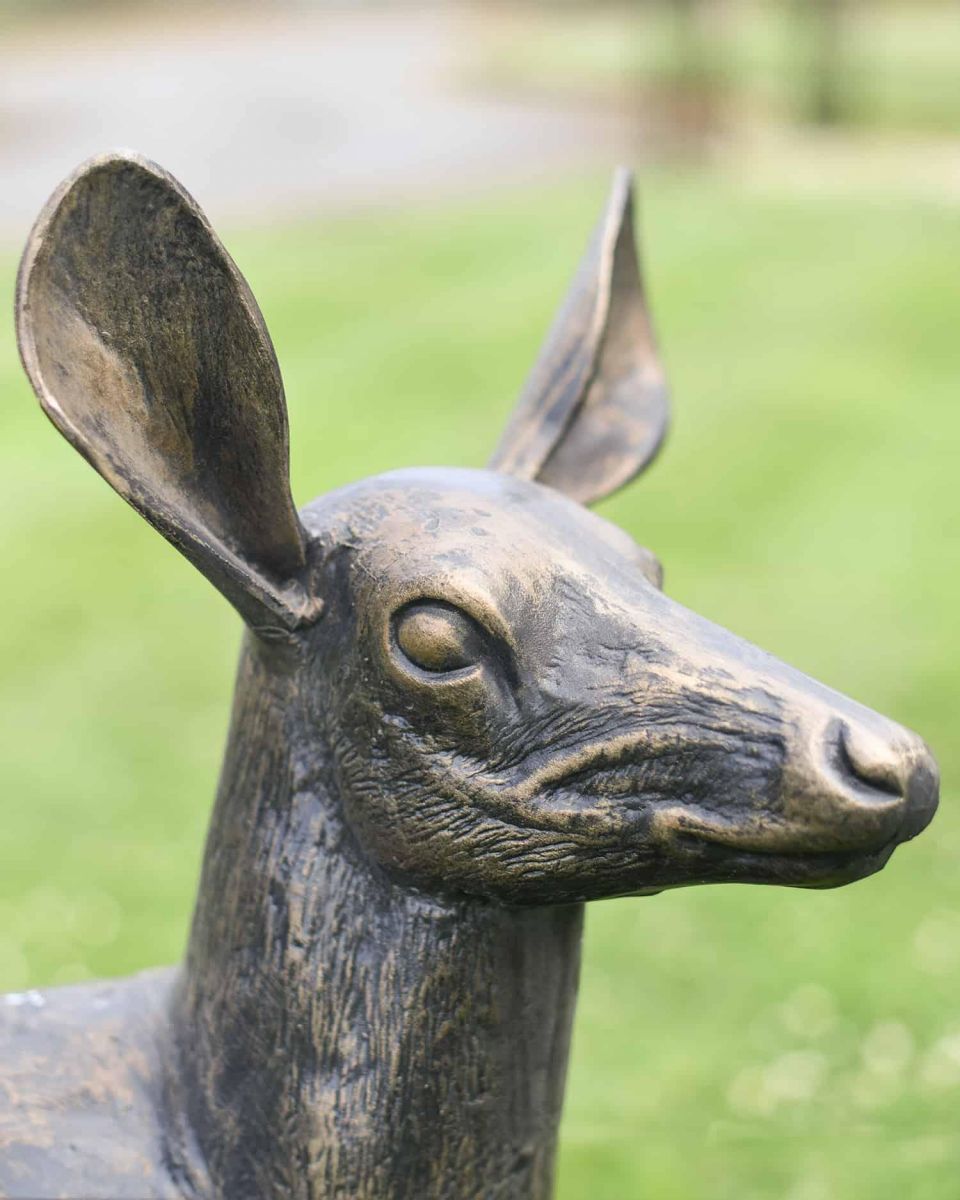 Close-Up of Freestanding Doe Sculpture Looking Right