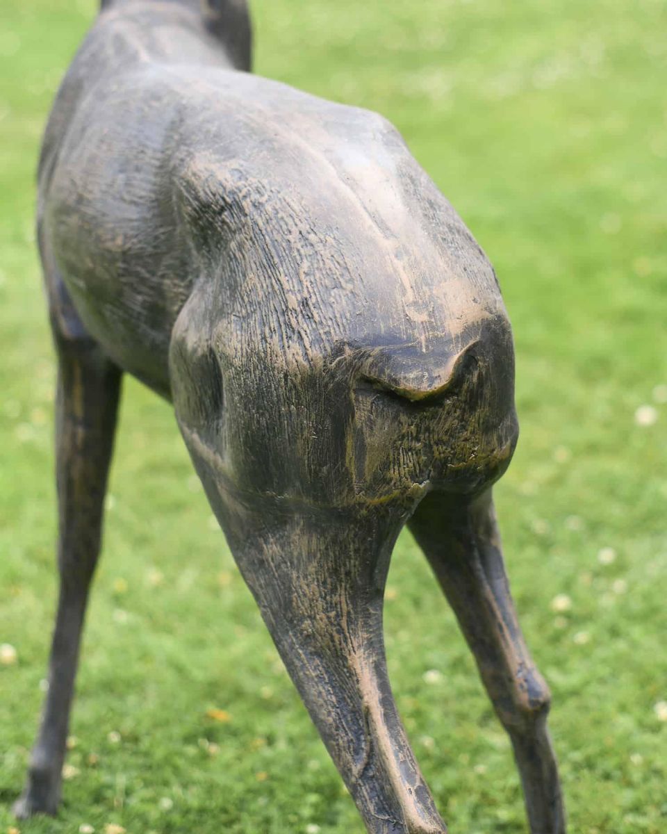 Close-Up of Cast Aluminium Doe Sculpture Looking Right