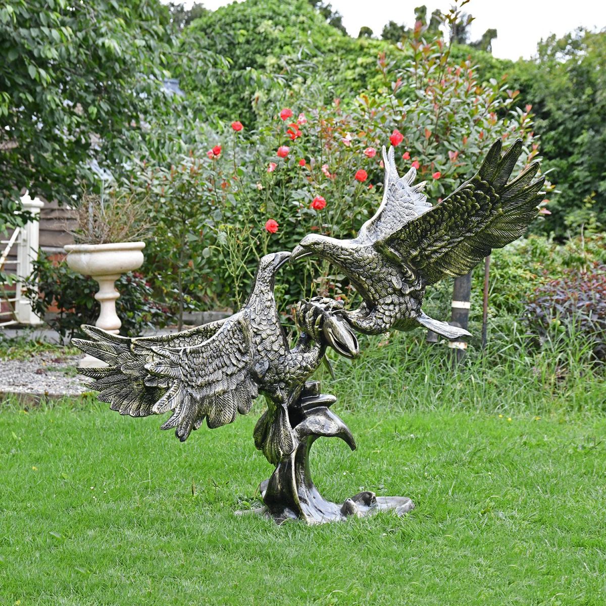 Cast Aluminium Eagles Fighting Sculpture Finished in a Bronze Finish Cast Aluminium Eagles Fighting Sculpture Finished in a Bronze Finish