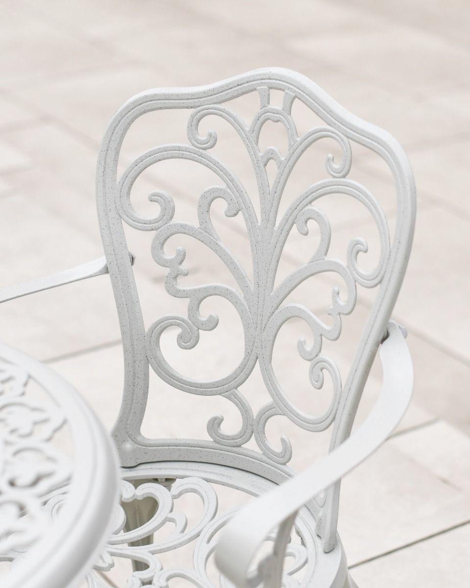 Cast Aluminium "Elstow" White Two Seater Bistro Set Seat Backrest