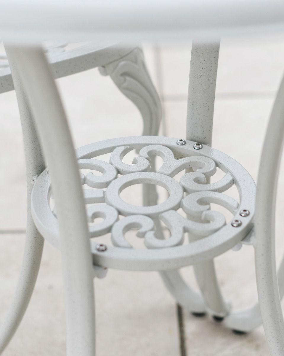Cast Aluminium "Elstow" White Two Seater Bistro Set Table Base