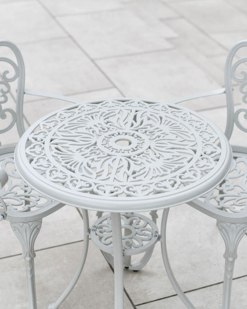 Cast Aluminium "Elstow" White Two Seater Bistro Set Table