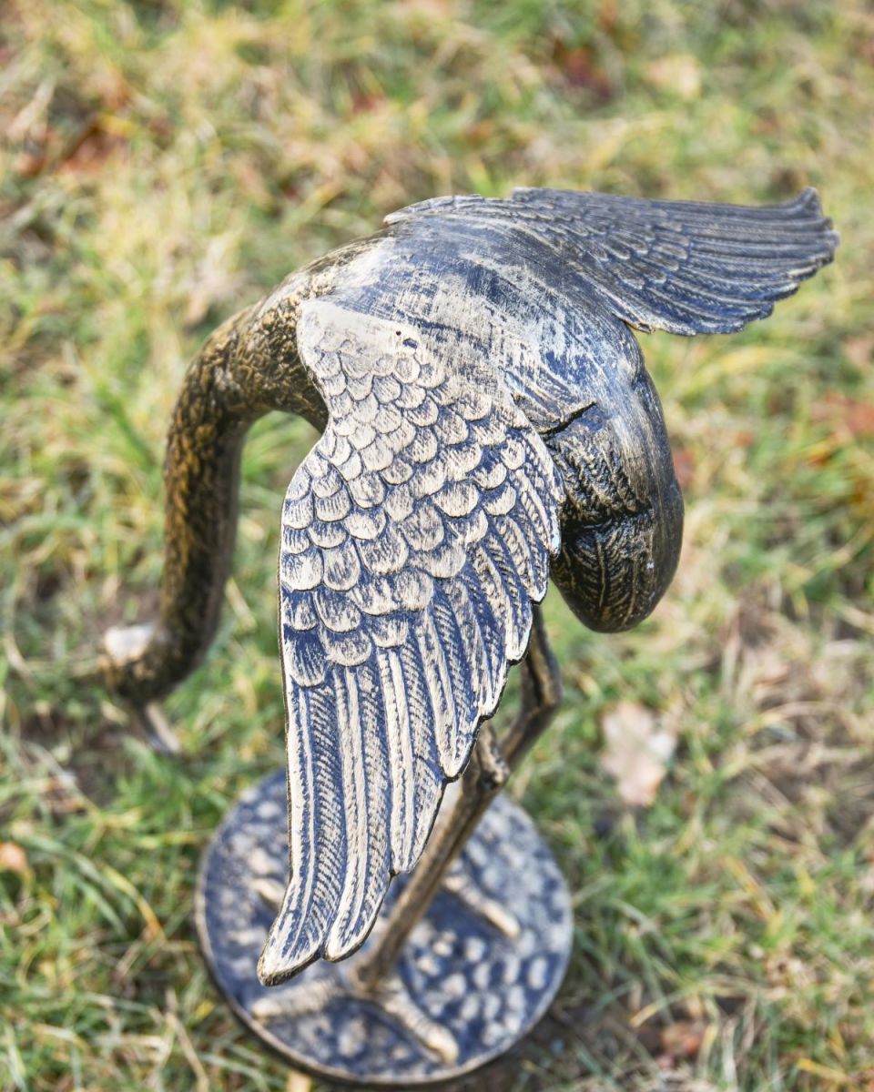 High-Angle Shot Showing Freestanding Flamingo Garden Sculpture High-Angle Shot Showing Freestanding Flamingo Garden Sculpture