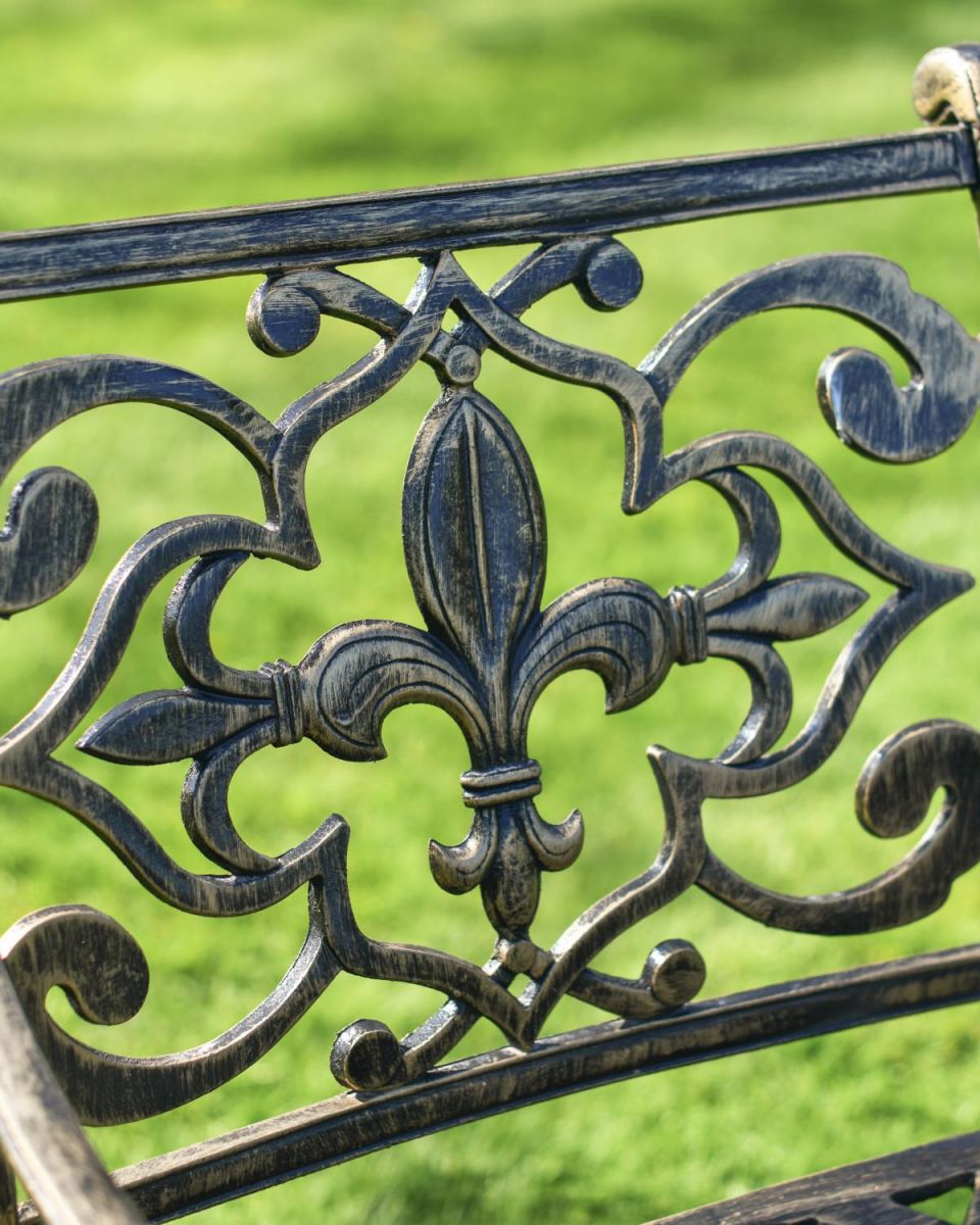 Close-Up of Fleur-de-Lys Motif on Chair Backrest