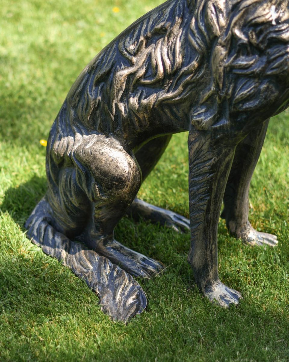 Close-Up of Cast Aluminium Body of Dog Garden Sculpture Close-Up of Cast Aluminium Body of Dog Garden Sculpture