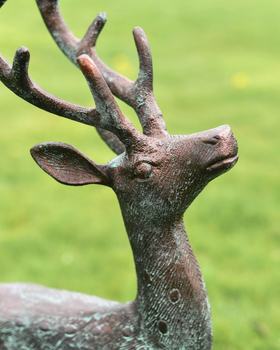 Cast Aluminium "Jasper" Head Up Stag in Verdigris 