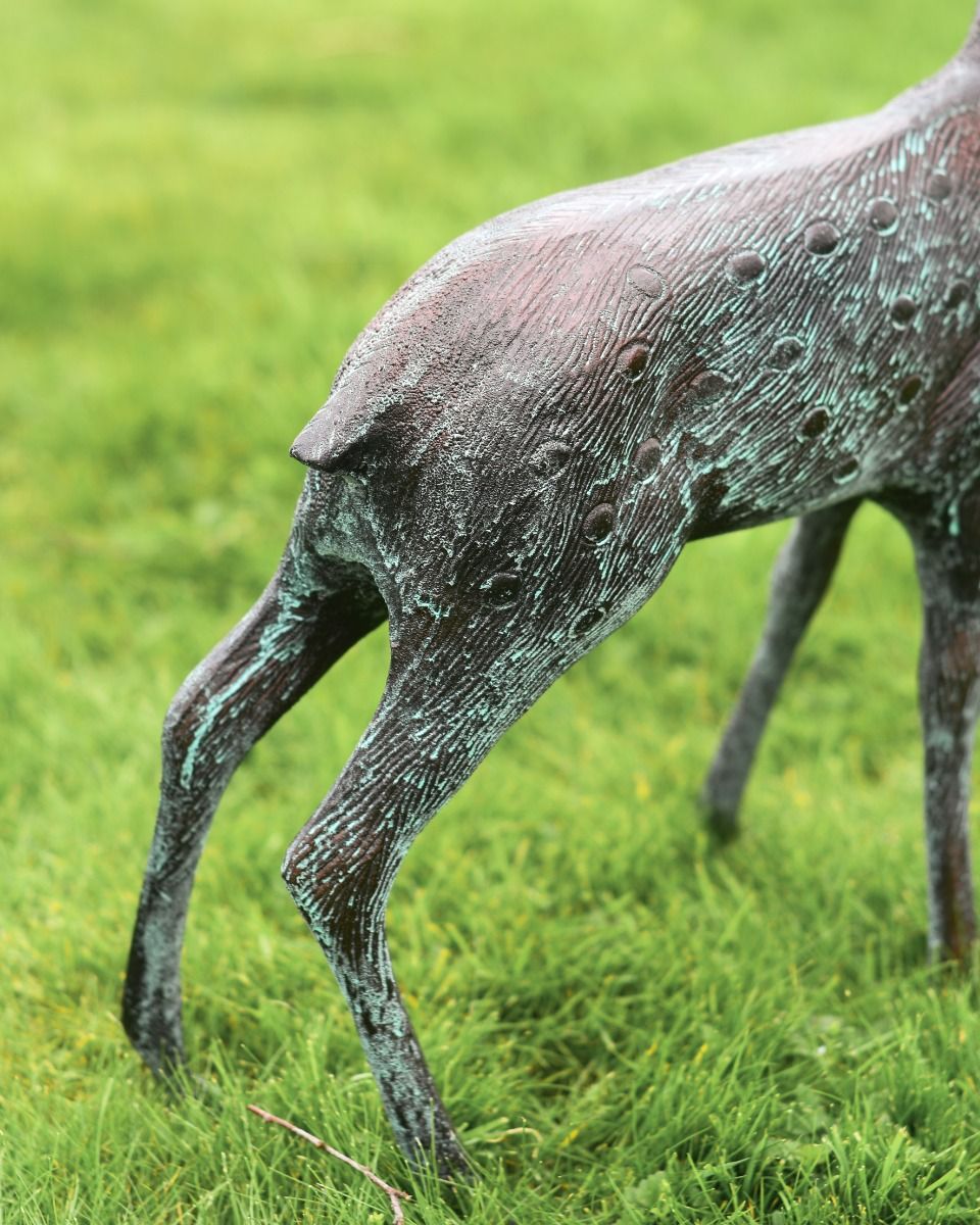 Cast Aluminium "Jasper" Head Up Stag in Verdigris Spotted Hide