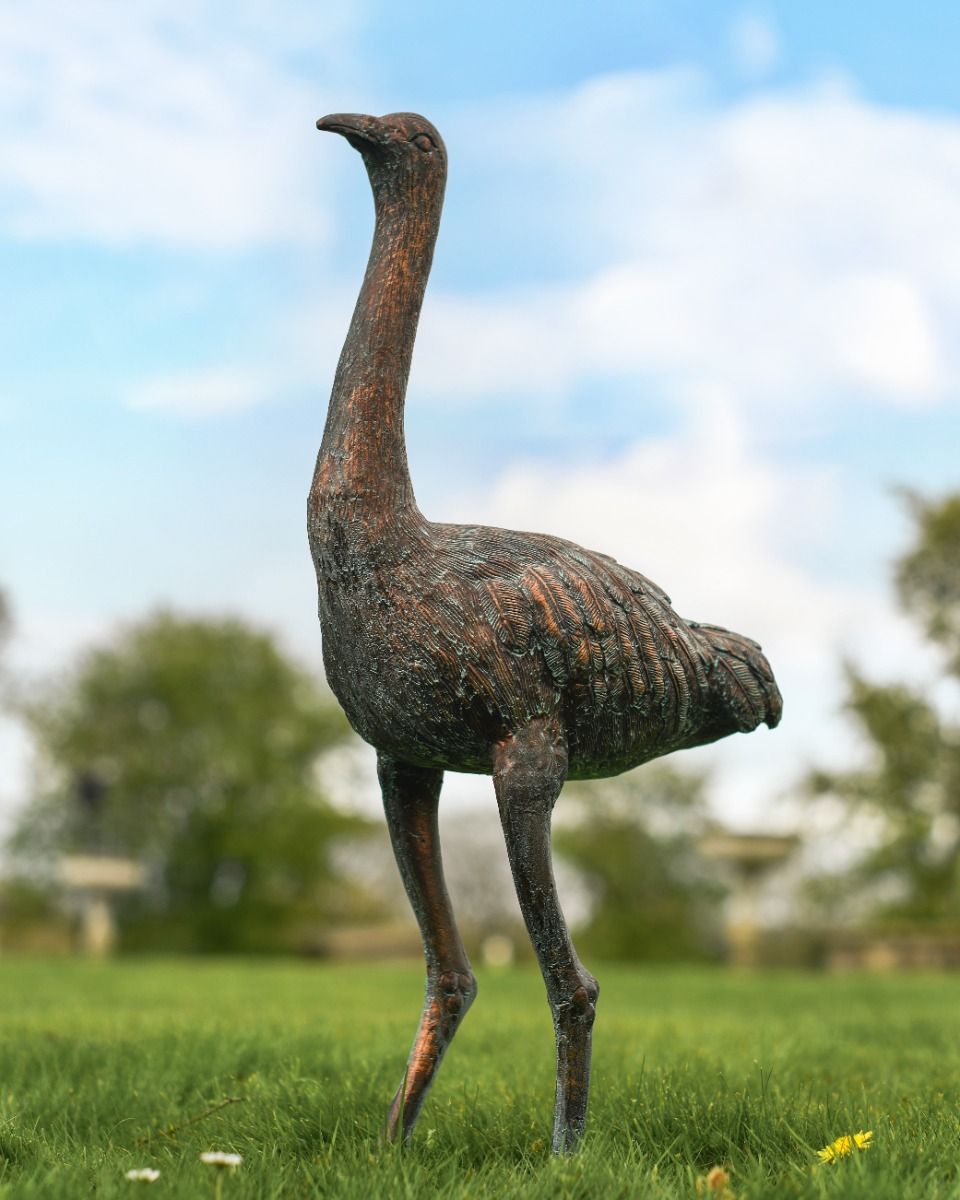 Cast Aluminium "Mason" Emu Garden Sculpture in Verdigris