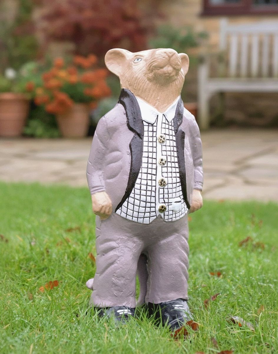 Cast Aluminium Mouse Character Garden Sculpture Digital Illustration