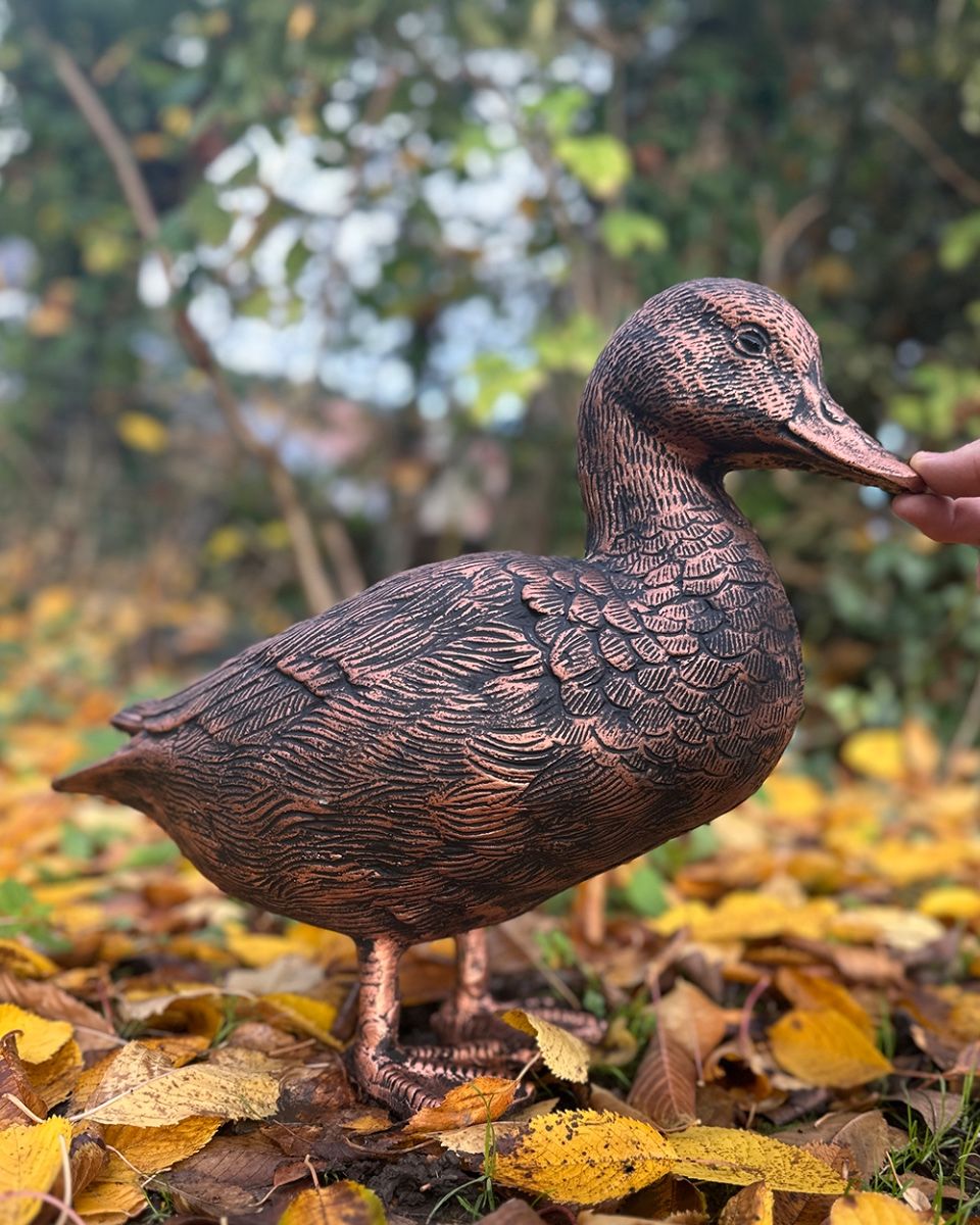 Scale Of Cast Aluminium Duck Garden Sculpture In Bronze Scale Of Cast Aluminium Duck Garden Sculpture In Bronze