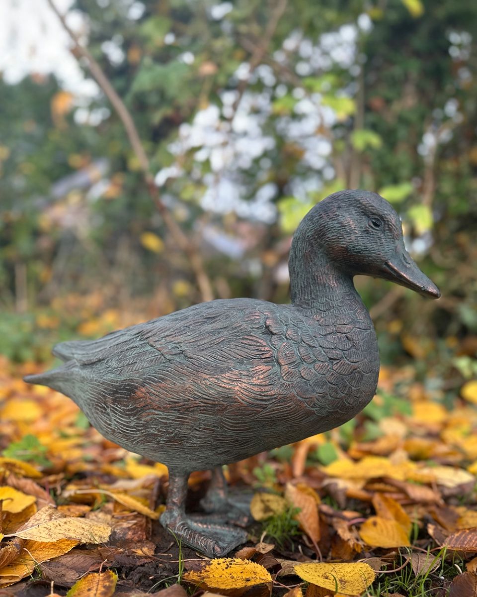 Cast Aluminium Duck Garden Sculpture In Verdigris Cast Aluminium Duck Garden Sculpture In Verdigris