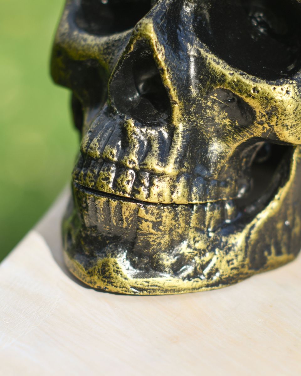 Cast aluminium skull ornament scale