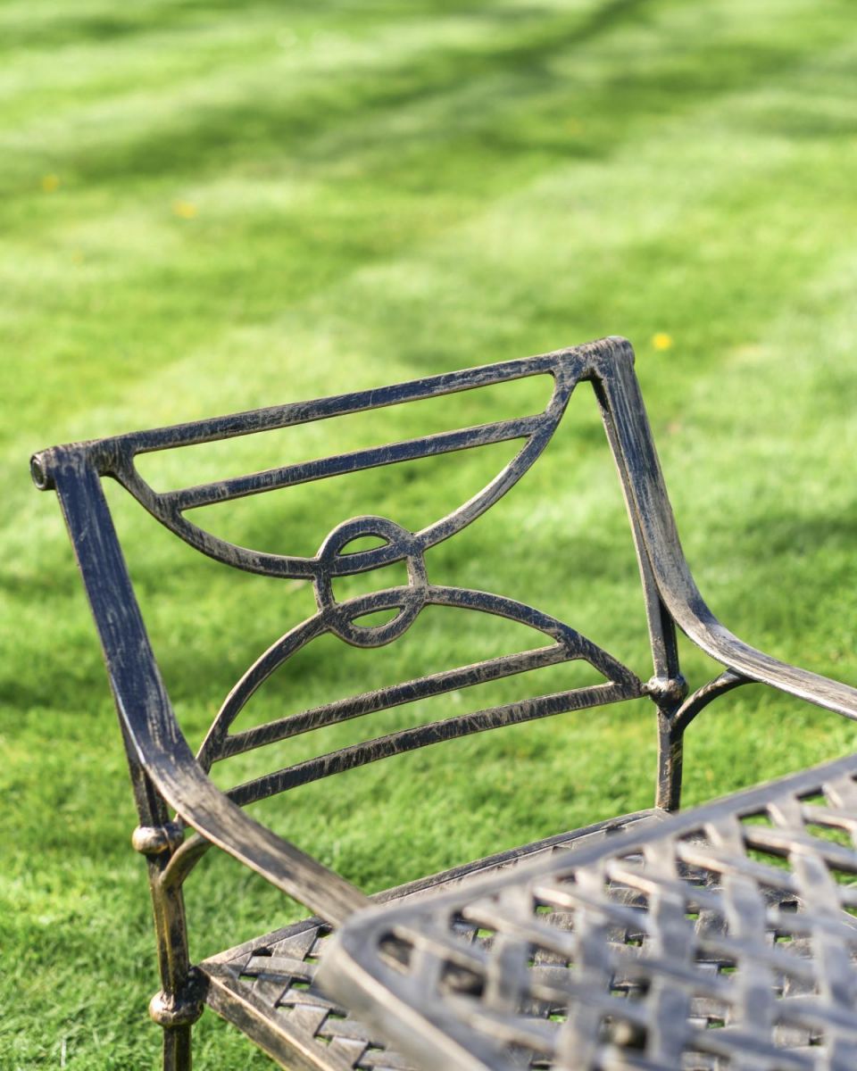 Close-Up of Backrest on Chair for Cast Aluminium "Summer Sunshine" Four Seater Table & Chair Set