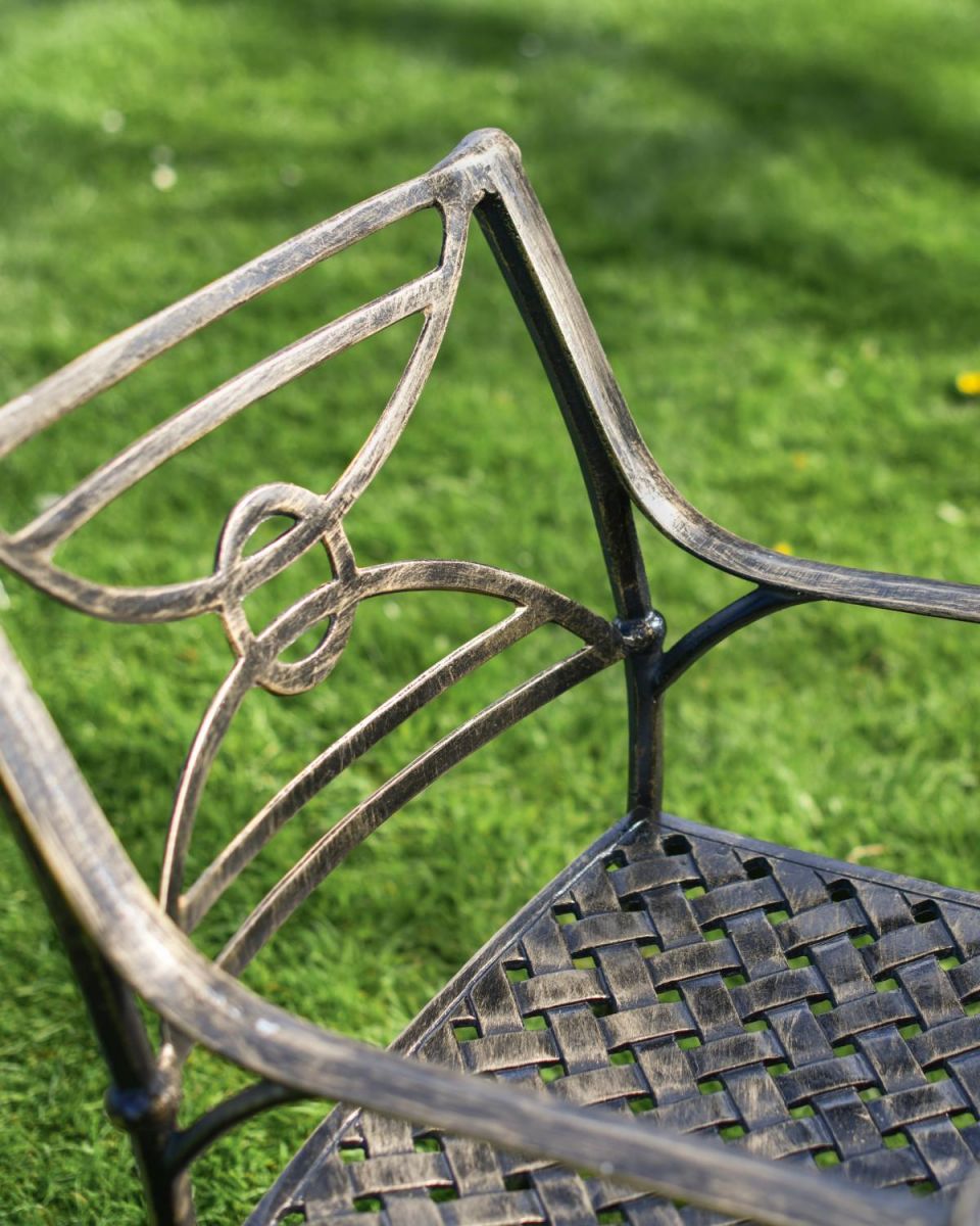 Close-Up of Chair on Cast Aluminium "Summer Sunshine" Four Seater Table & Chair Set