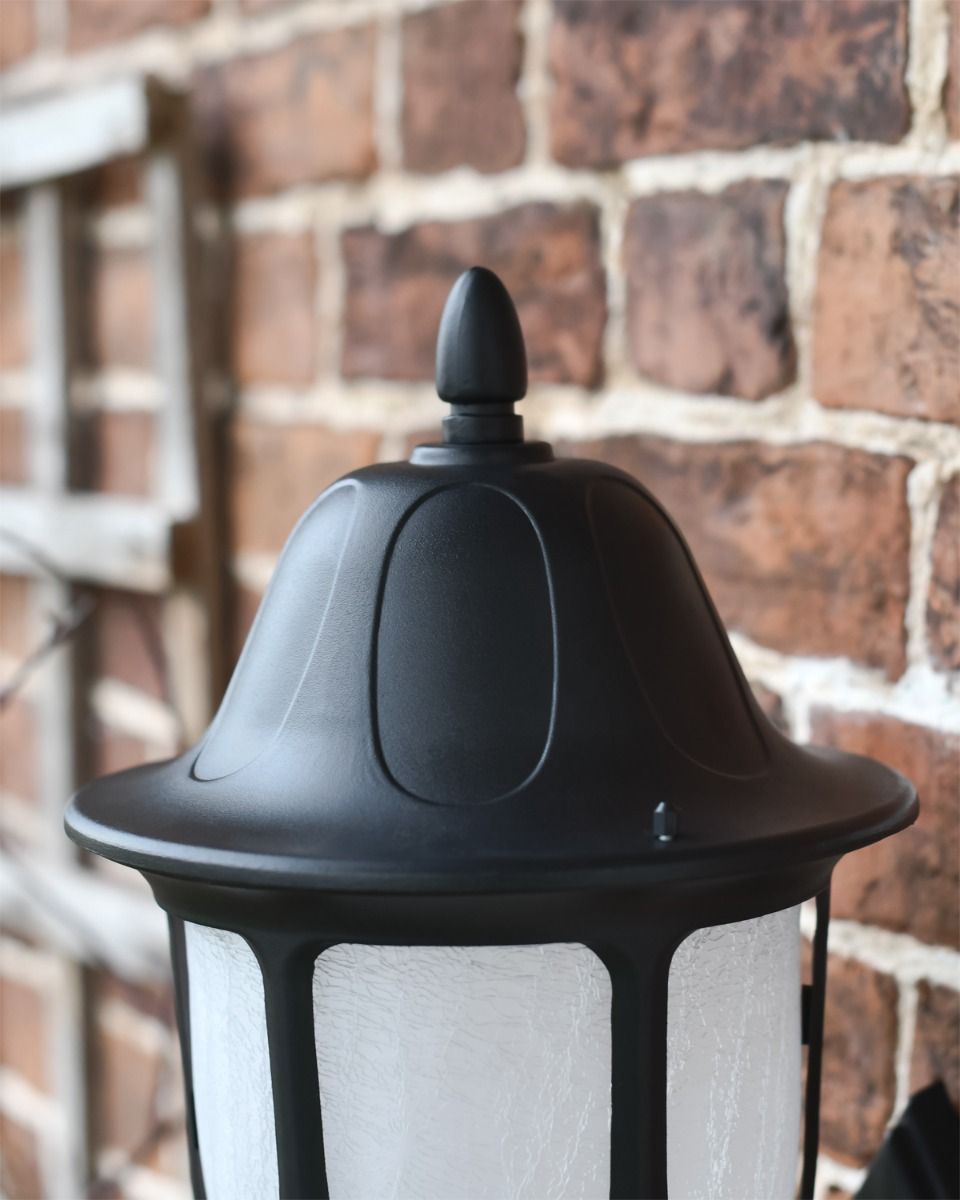 Curved Roof on Black Lantern with Acorn Top 