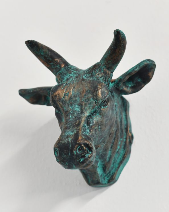 Cast Aluminium Verdigris Bull Wall Bust 