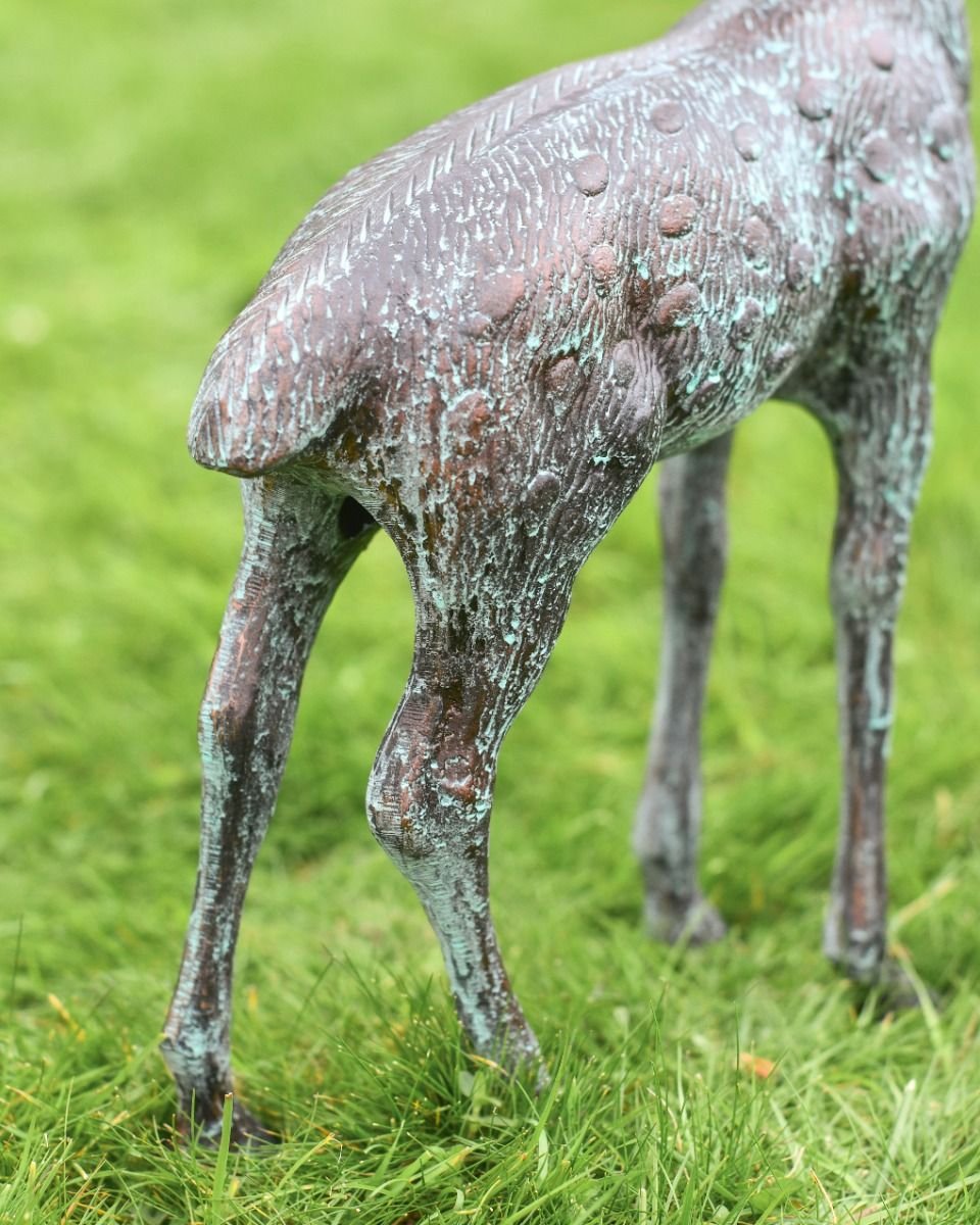 Cast Aluminum "Facing Up" Contemporary Buck Garden Sculpture Tail Detail 