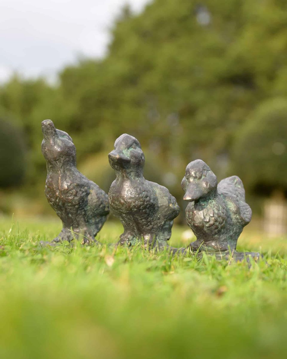 Close-Up of Cast Iron "Dynamic" Duck Family Trio Garden Sculpture Close-Up of Cast Iron "Dynamic" Duck Family Trio Garden Sculpture