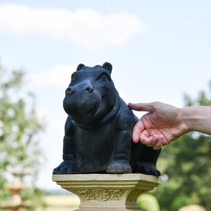Cast Iron Black Hippo Sculpture to Scale Cast Iron Black Hippo Sculpture to Scale