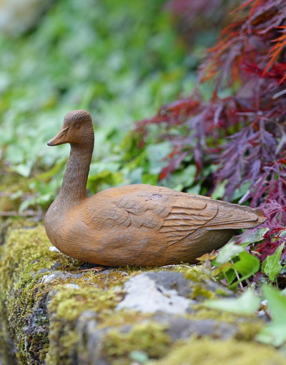Cast Iron Rustic Duck Sculpture 