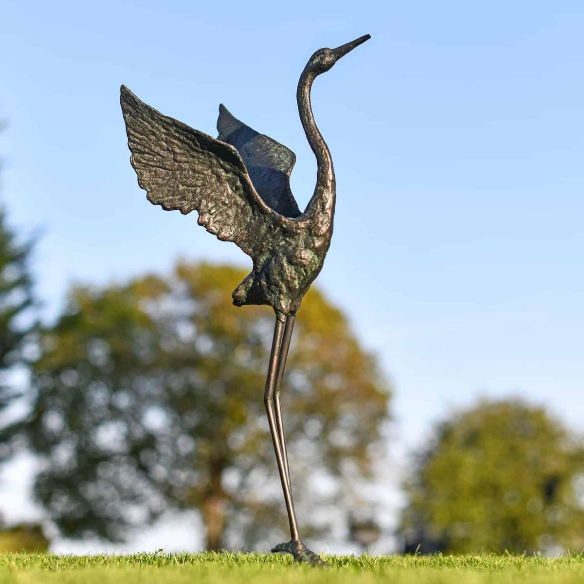 Cast Iron Freestanding "Head Up" Flamingo Garden Sculpture
