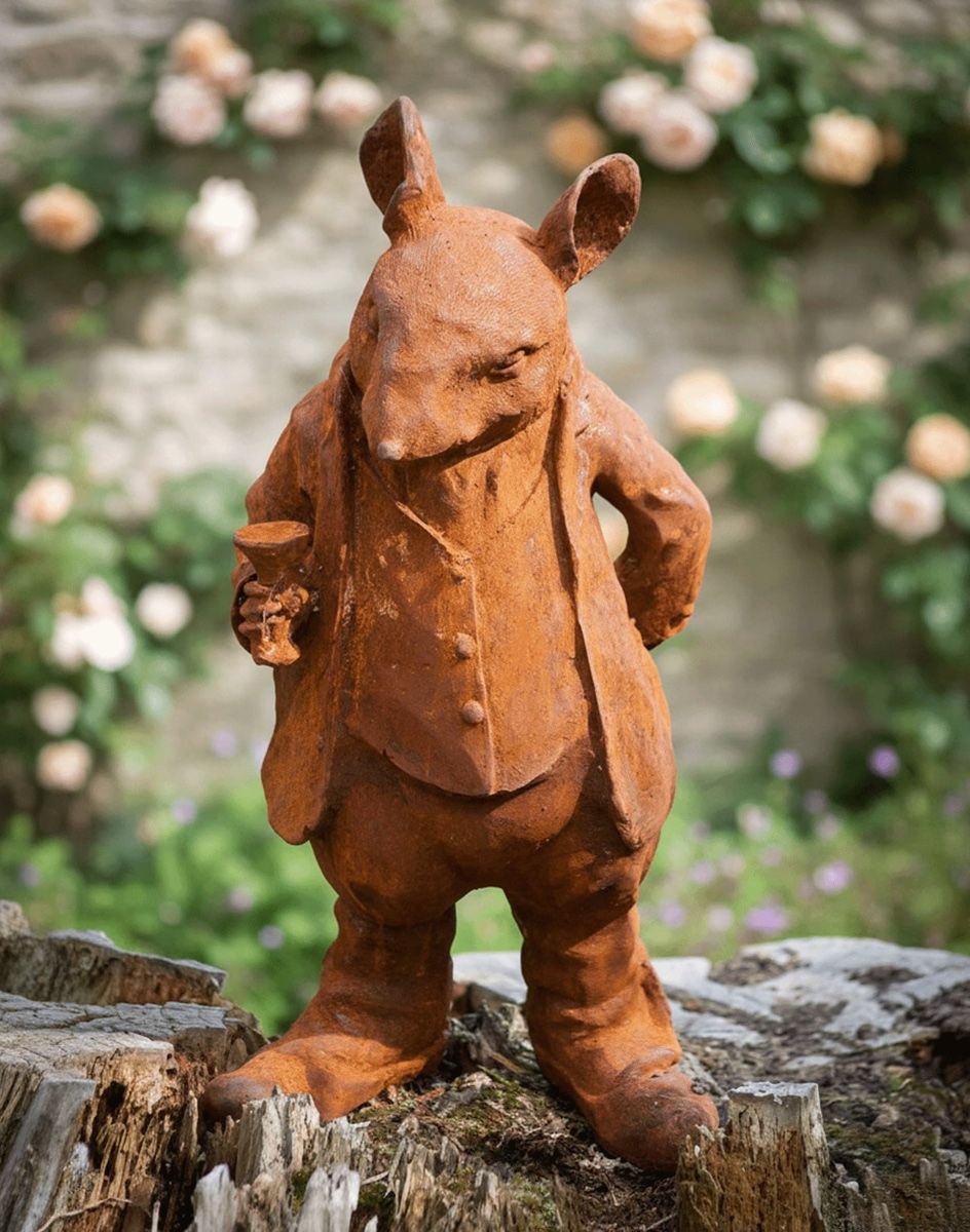 Cast Iron Jonny Town Mouse Garden Sculpture Digital Illustration