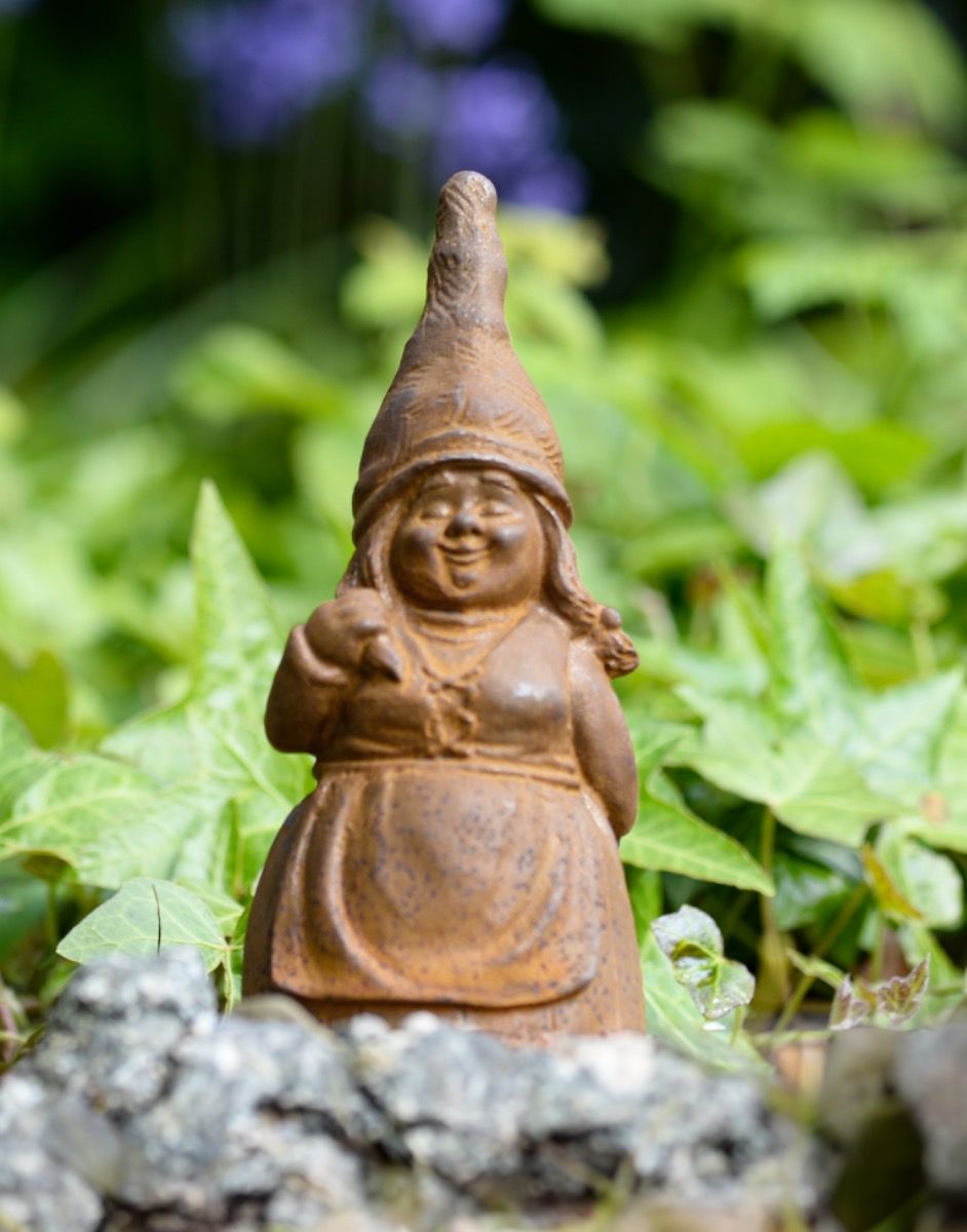 Cast Iron Lady Gnome Garden Sculpture