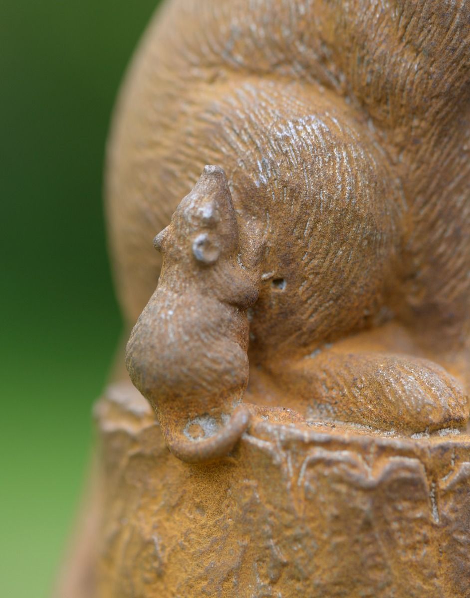 Rustic Cast Iron "Cat & Mouse" Garden Sculpture