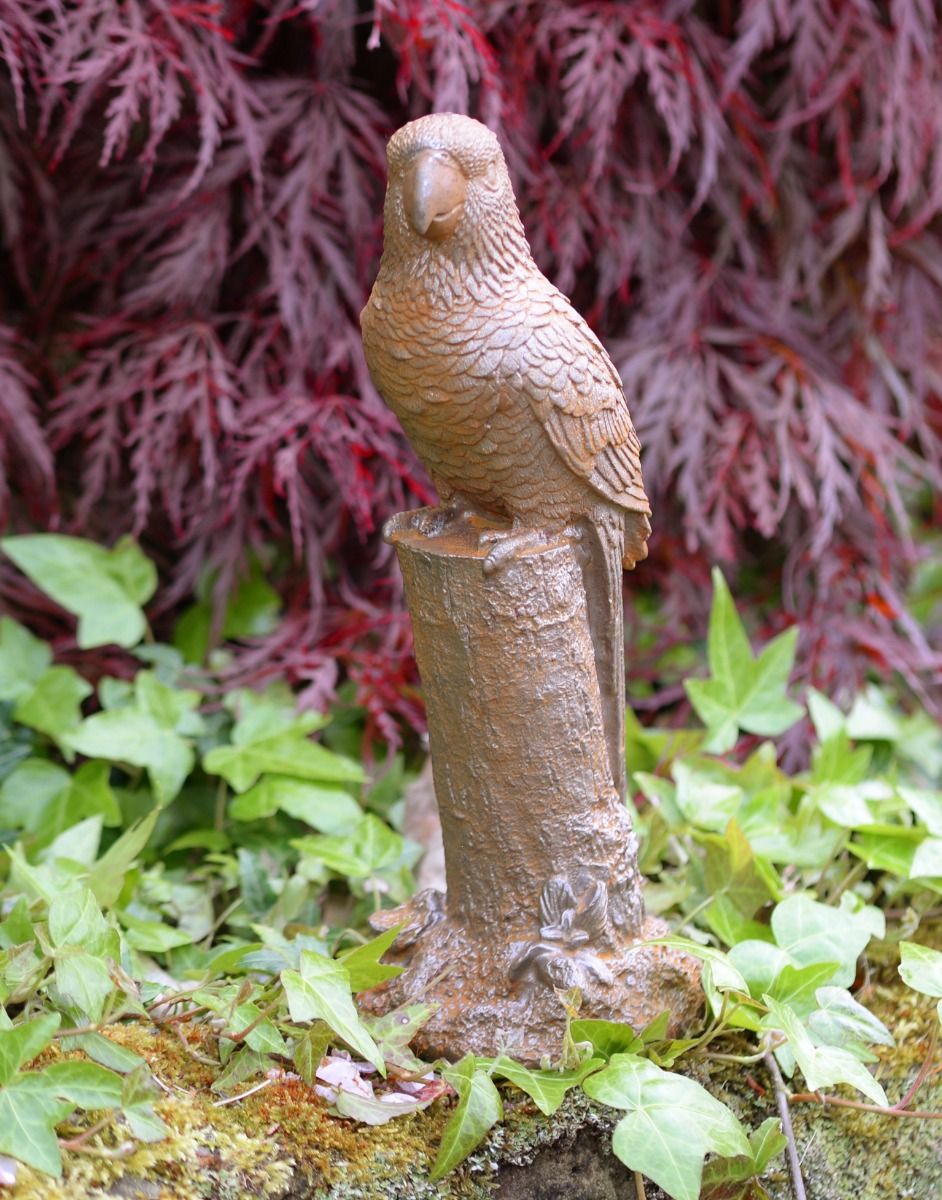 Rustic Cast Iron Parrot on Branch 