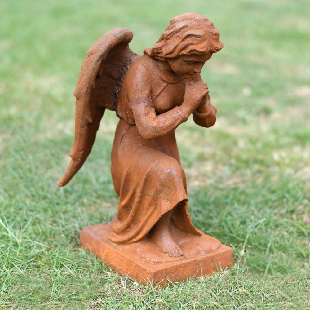 Cast Iron Praying Angel Sculpture Cast Iron Praying Angel Sculpture