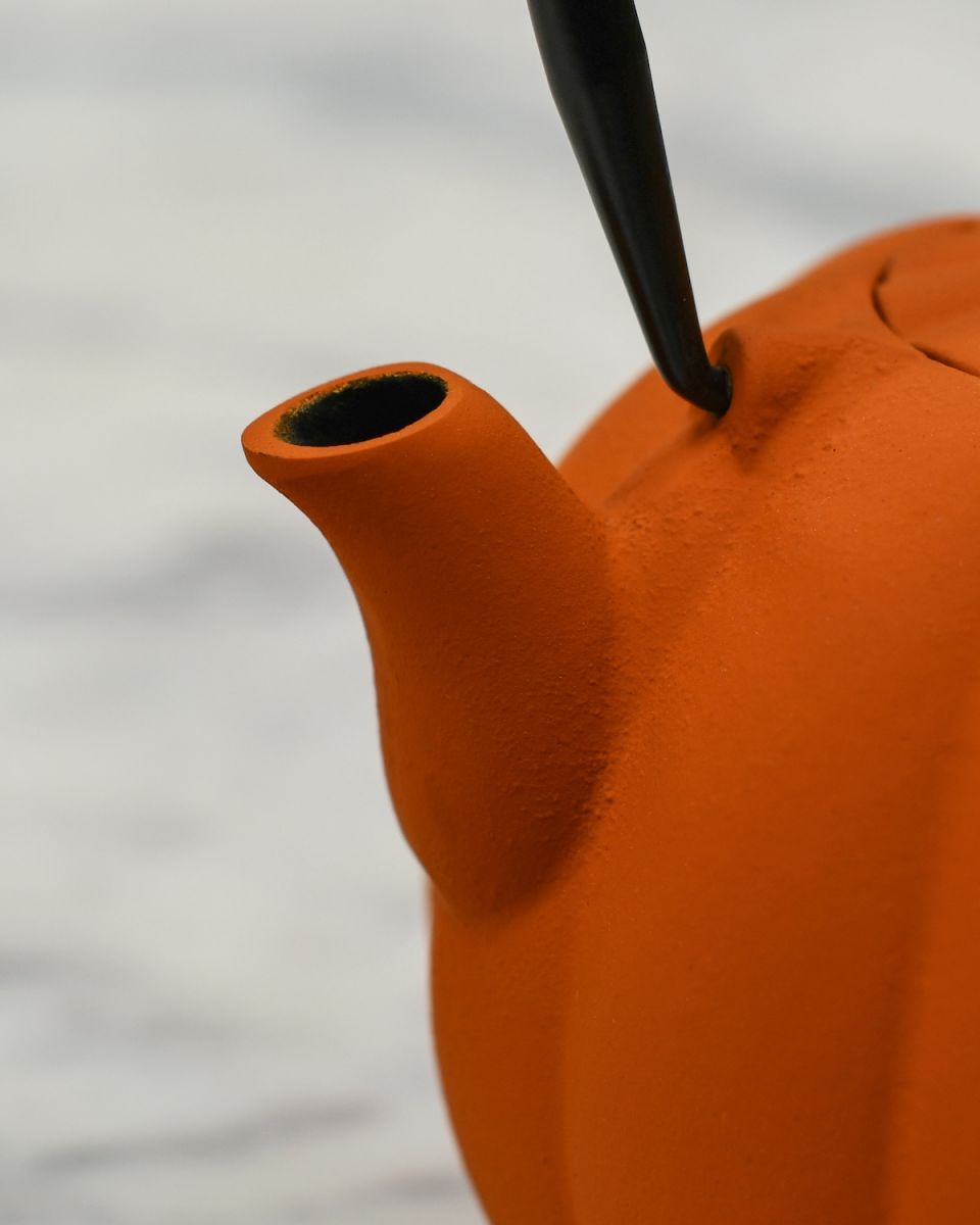 Close up of spout detail on pumpkin orange detail Close up of spout detail on pumpkin orange detail