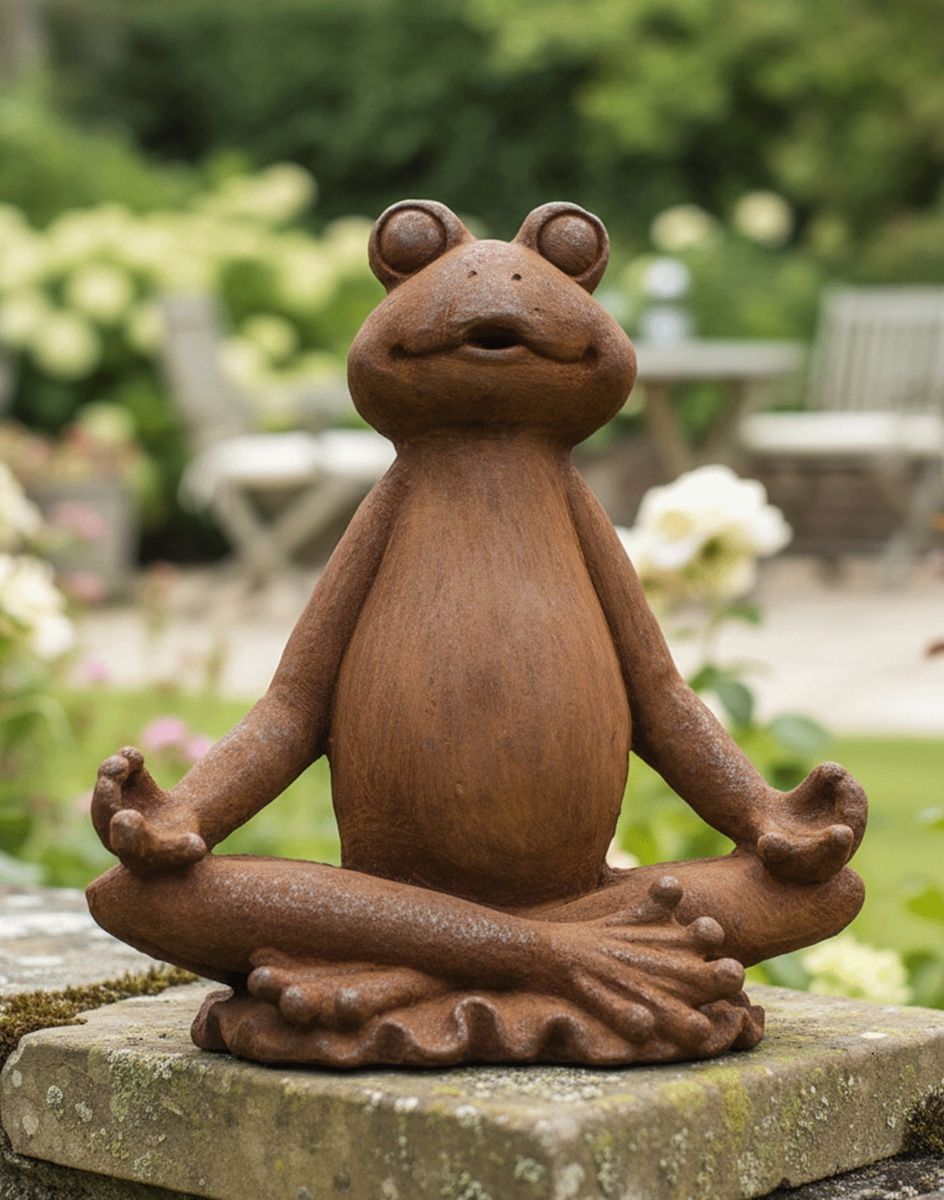 Ruminating Frog Garden Sculpture Digital Illustration