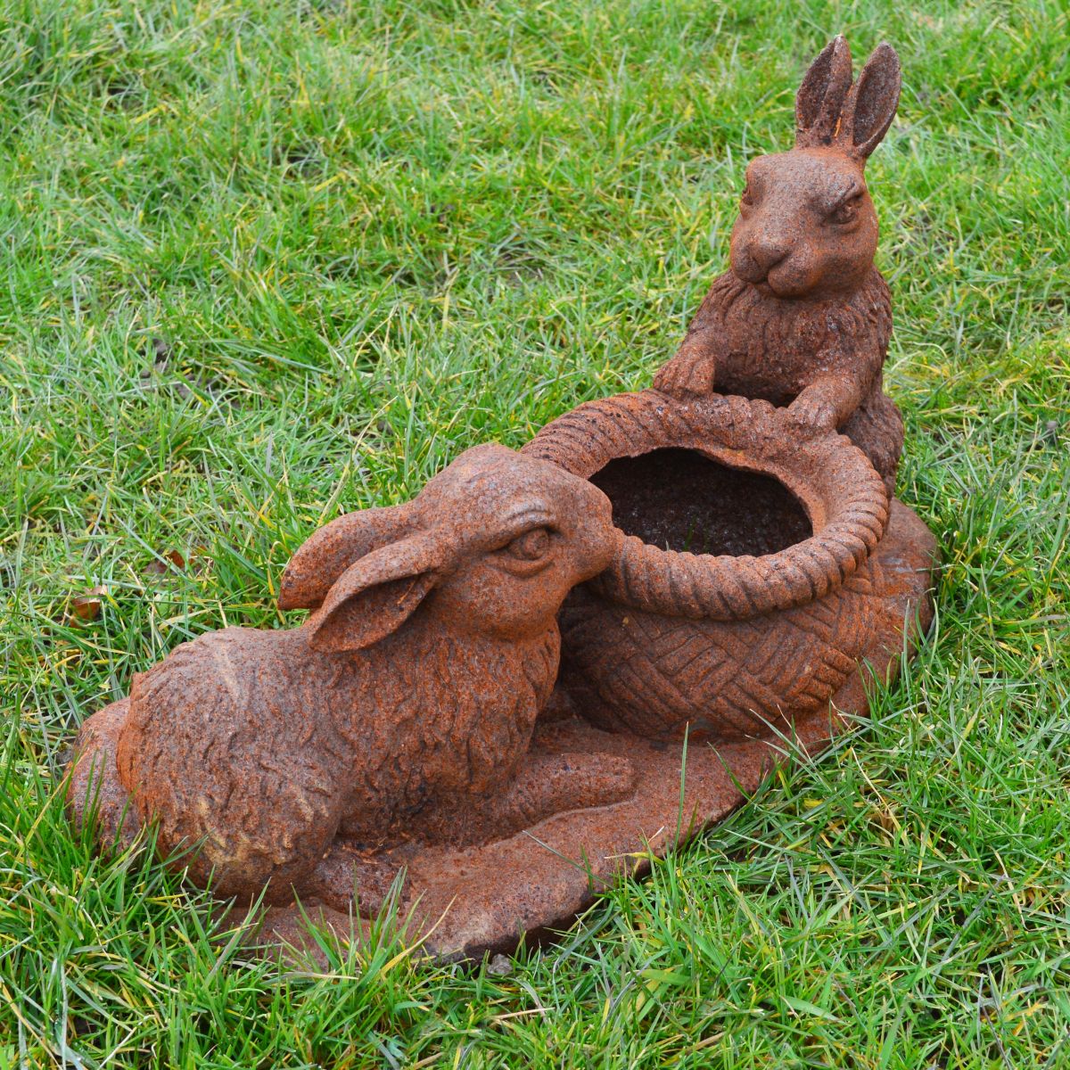 Cast Iron Rustic Rabbit Planter