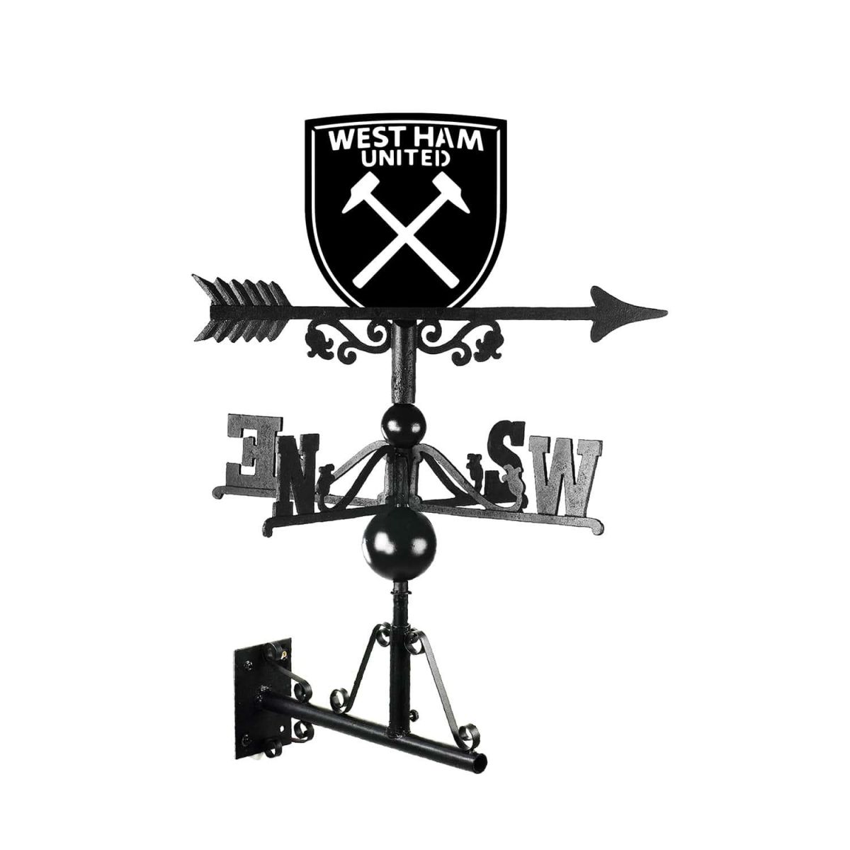 Cast Iron & Steel Weathervane with "Hammers" Club Crest Topper Mounted