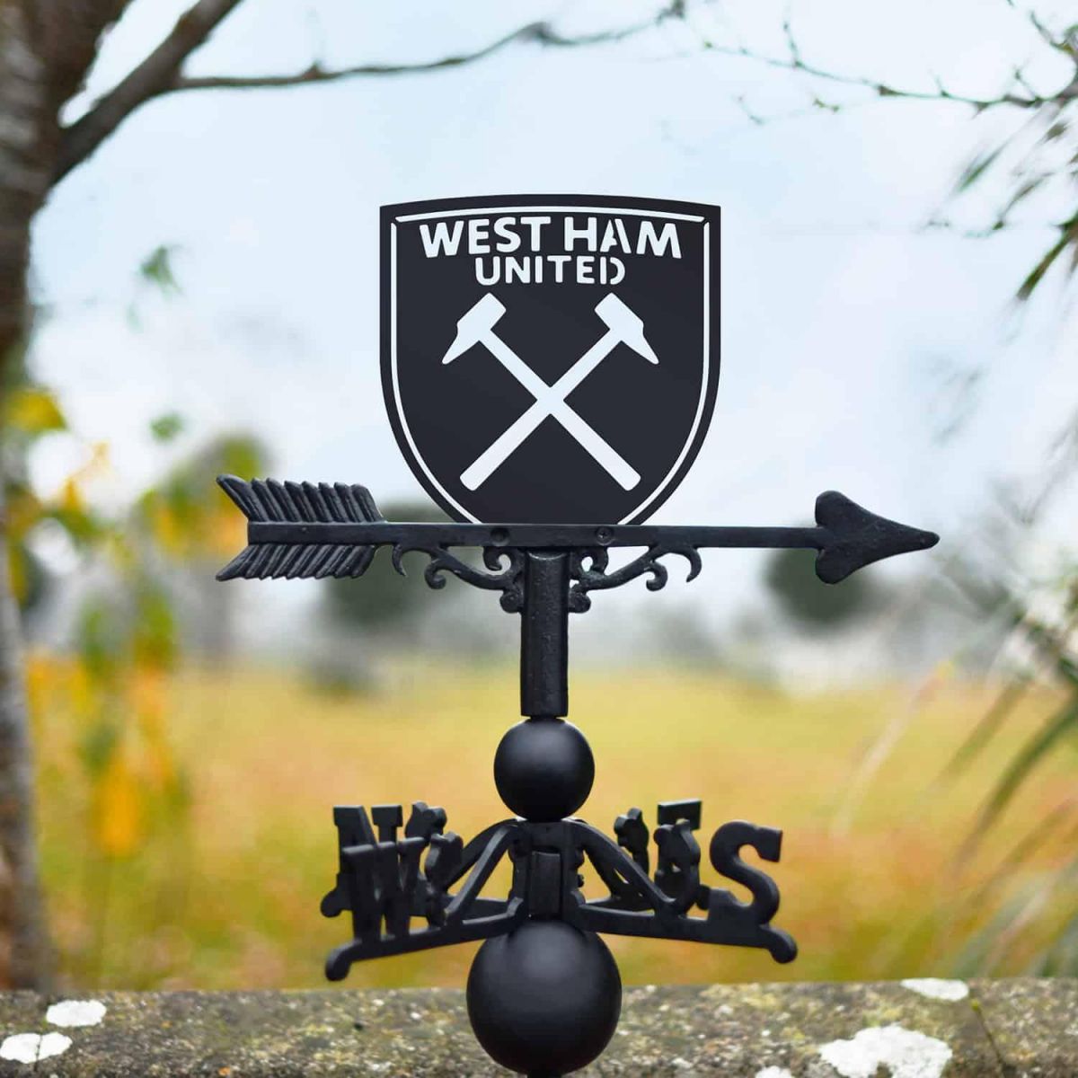 Cast Iron & Steel "Hammers" Club Crest Weathervane in Situ