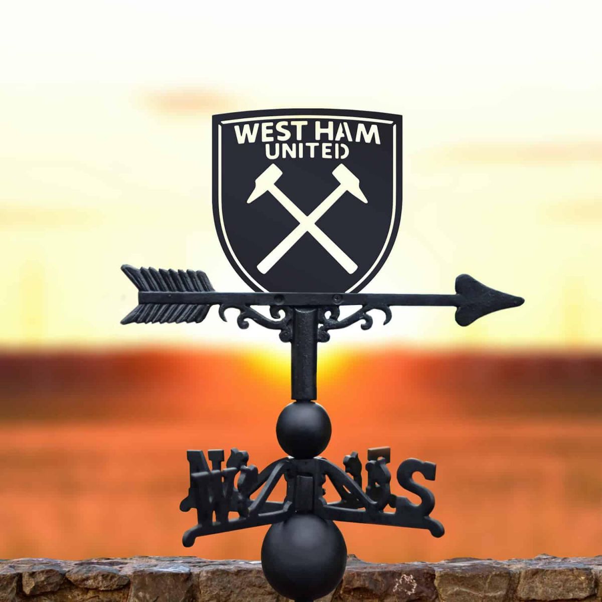 Cast Iron & Steel "Hammers" Club Crest Weathervane