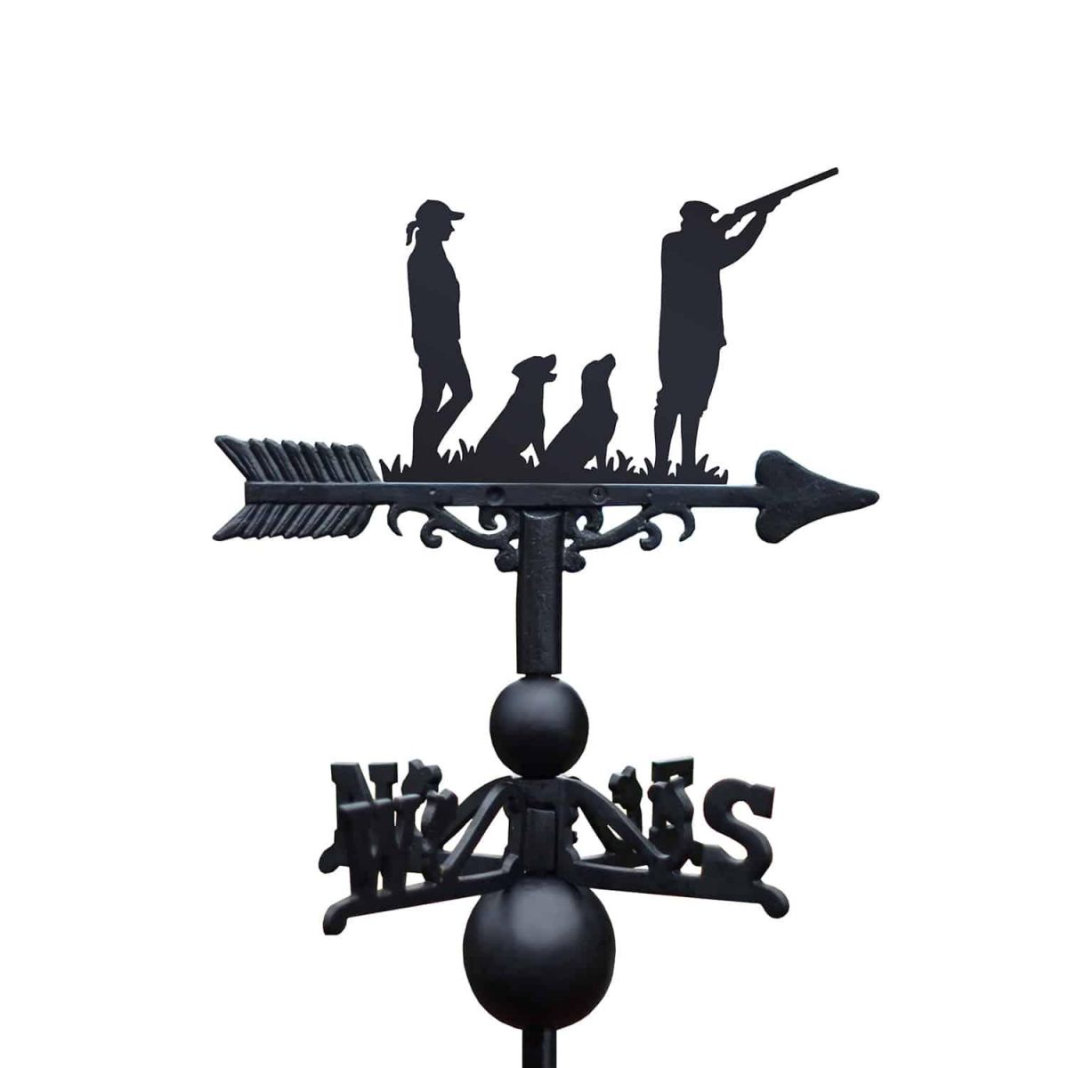 Cast Iron & Steel "Labrador Pair with Couple" Game Season Weathervane on White Background
